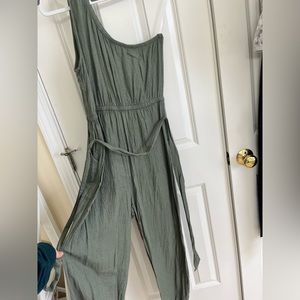 Olive one-shoulder jumpsuit